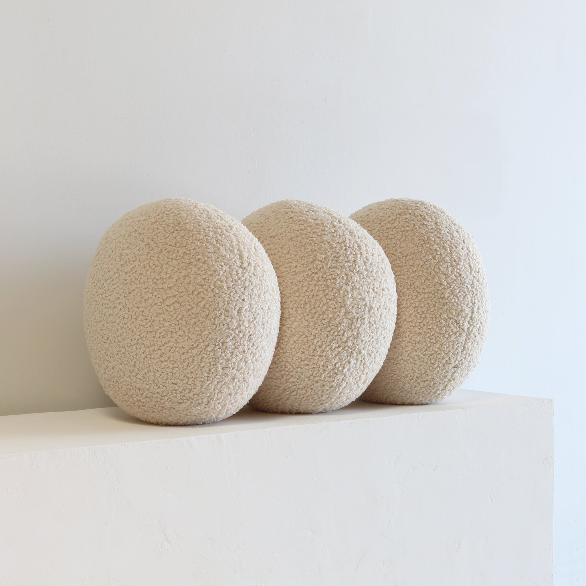 PUFF PILLOW textured bouclé | large triple - cream