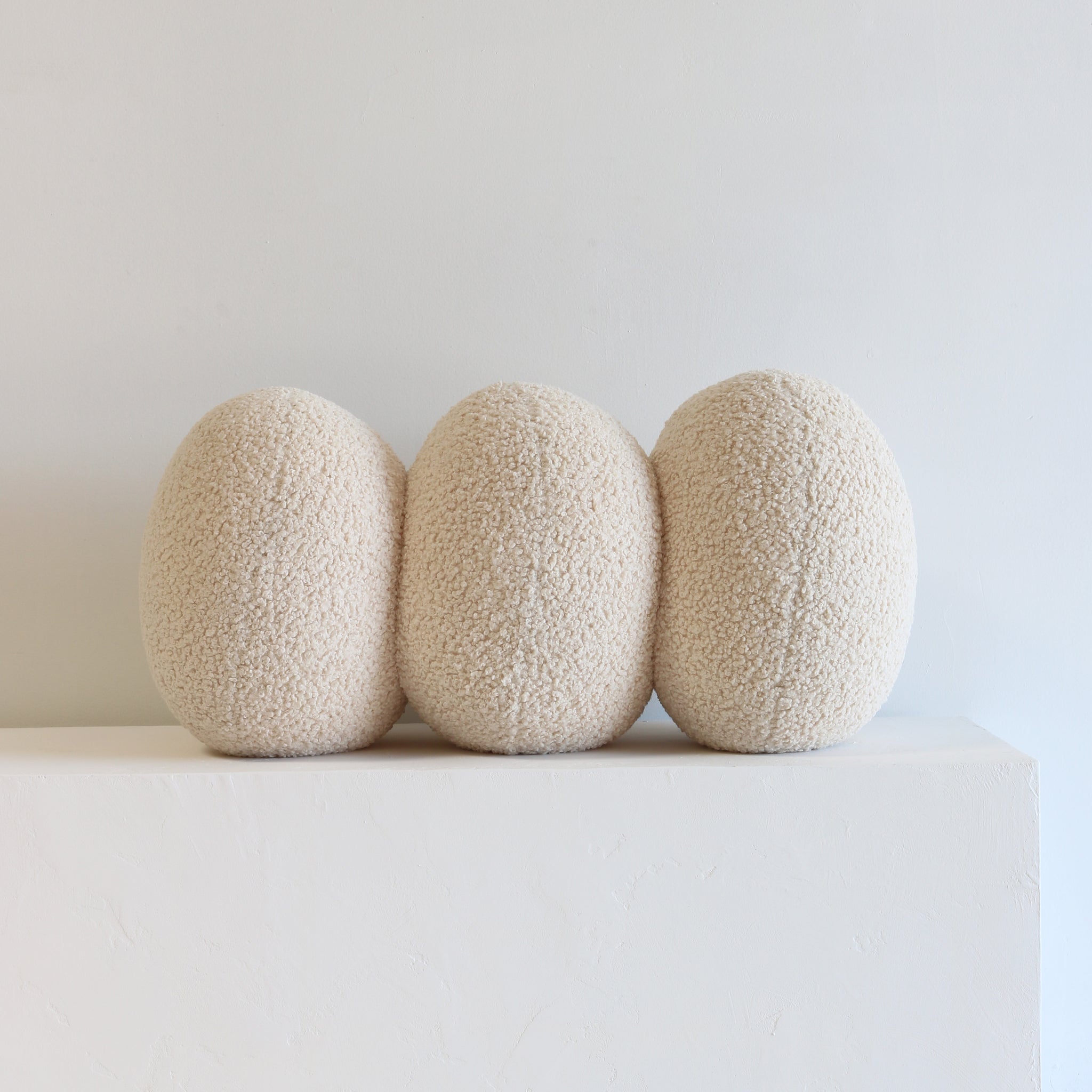 PUFF PILLOW textured bouclé | large triple - cream