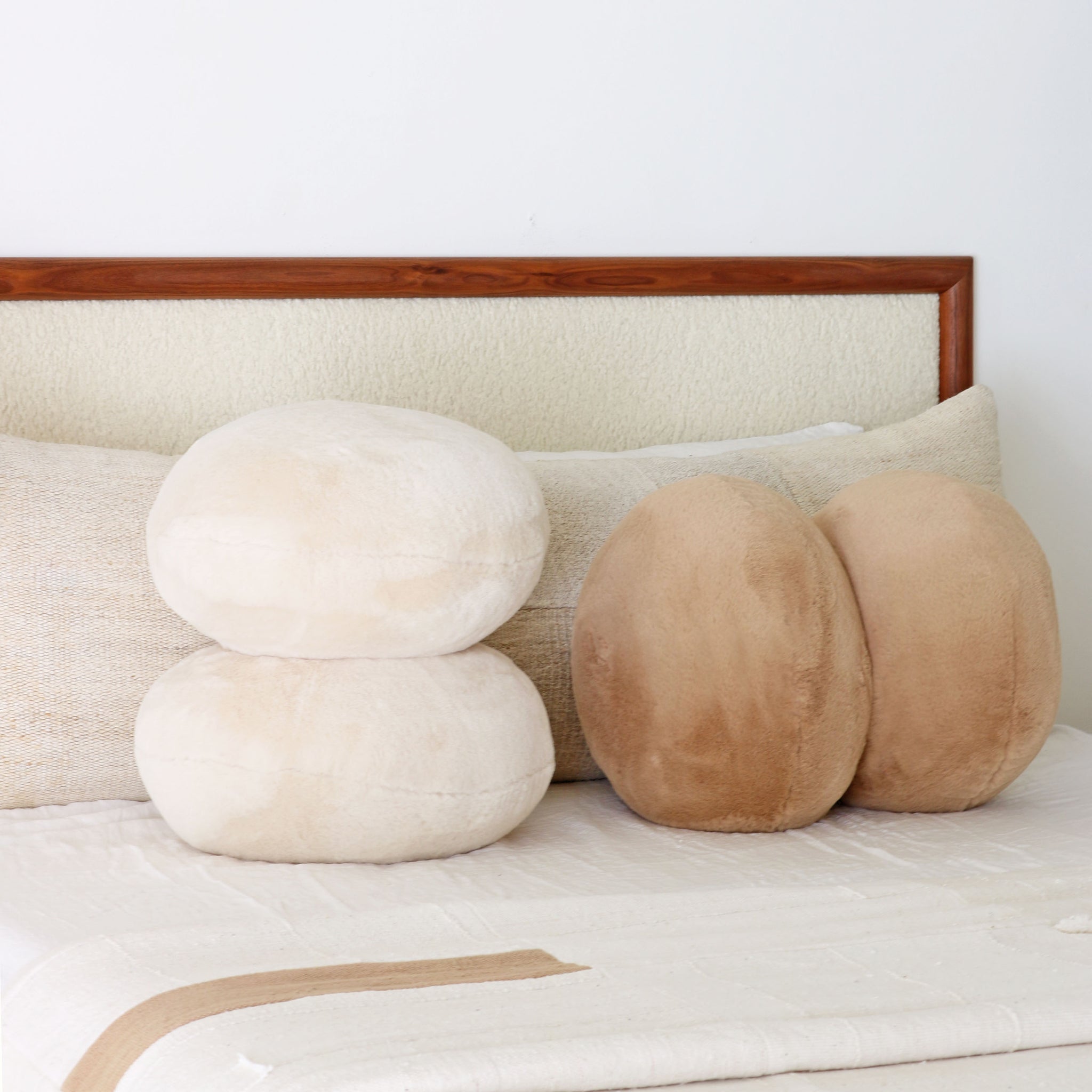PUFF PILLOW faux shearling | large double - sand