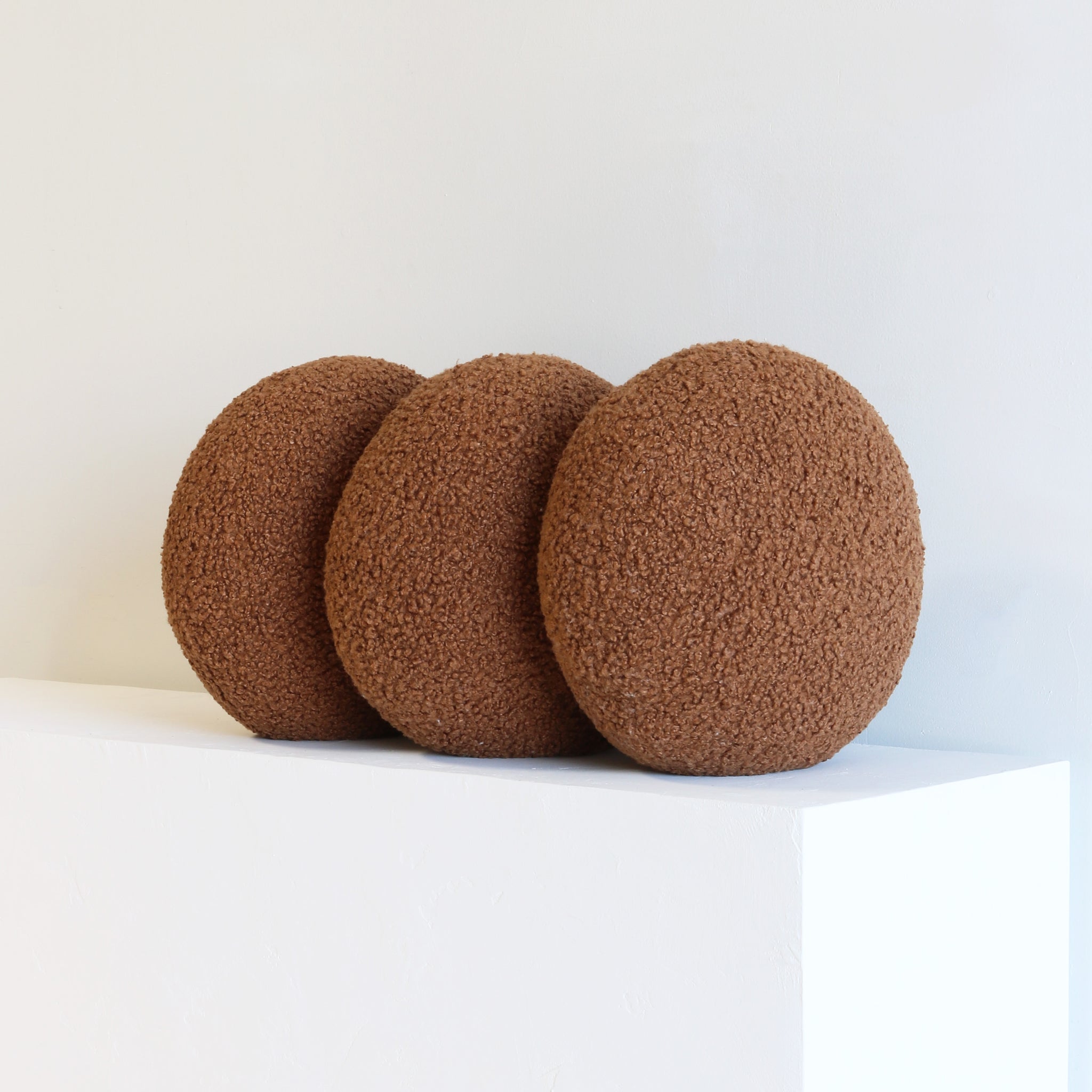 PUFF PILLOW textured bouclé | large triple - tobacco